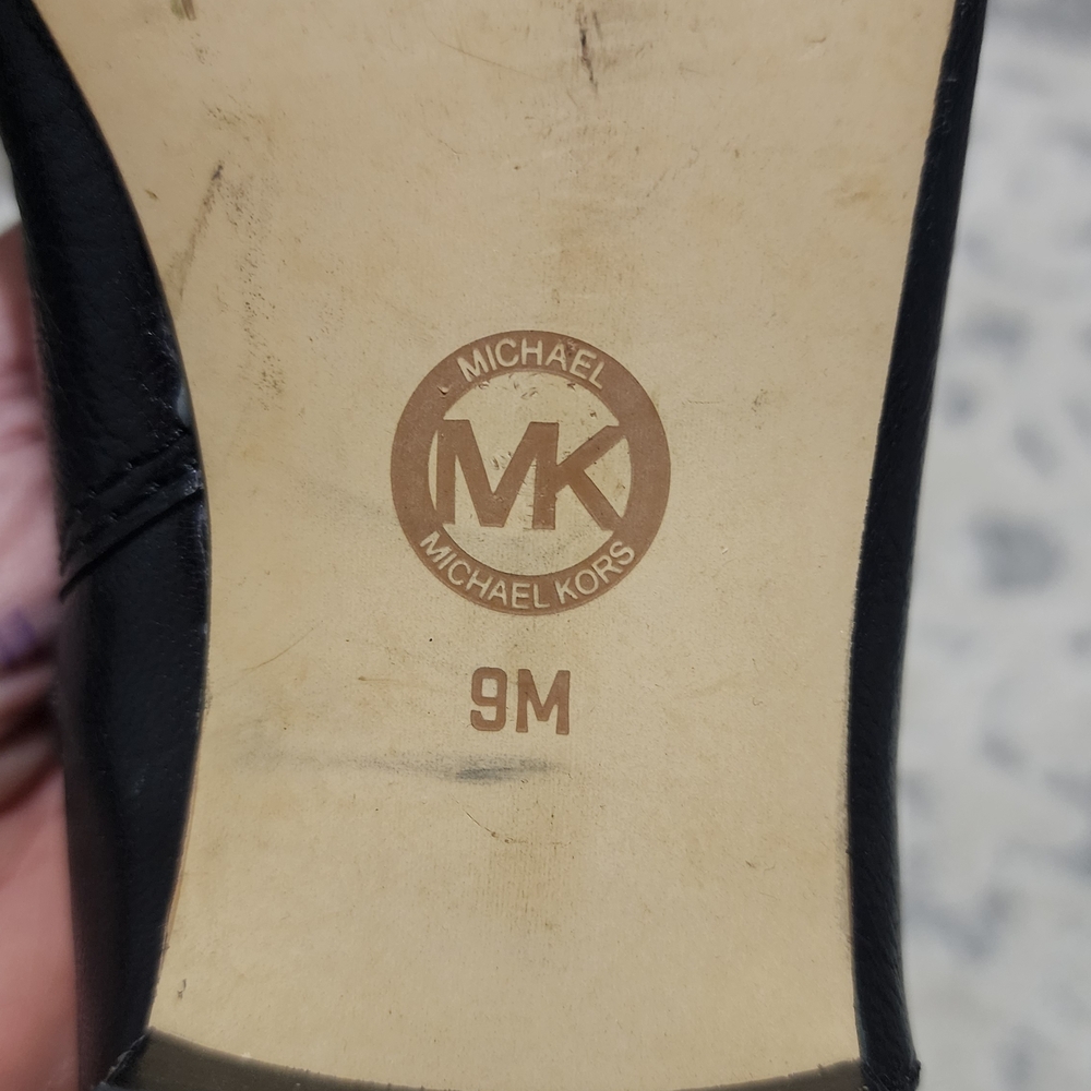 Michael Kors Black Leather Ankle Boots with Gold Accents - Picture 4 of 10